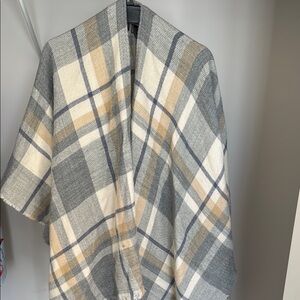 Plaid Wool Blend Shawl